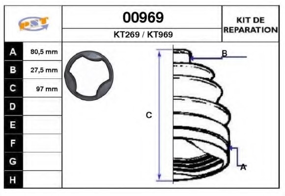 SNRA 00969 Bellow Set, drive shaft